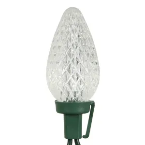 25-Count Pure White C9 LED Christmas Light Strand on 16' Green Wire