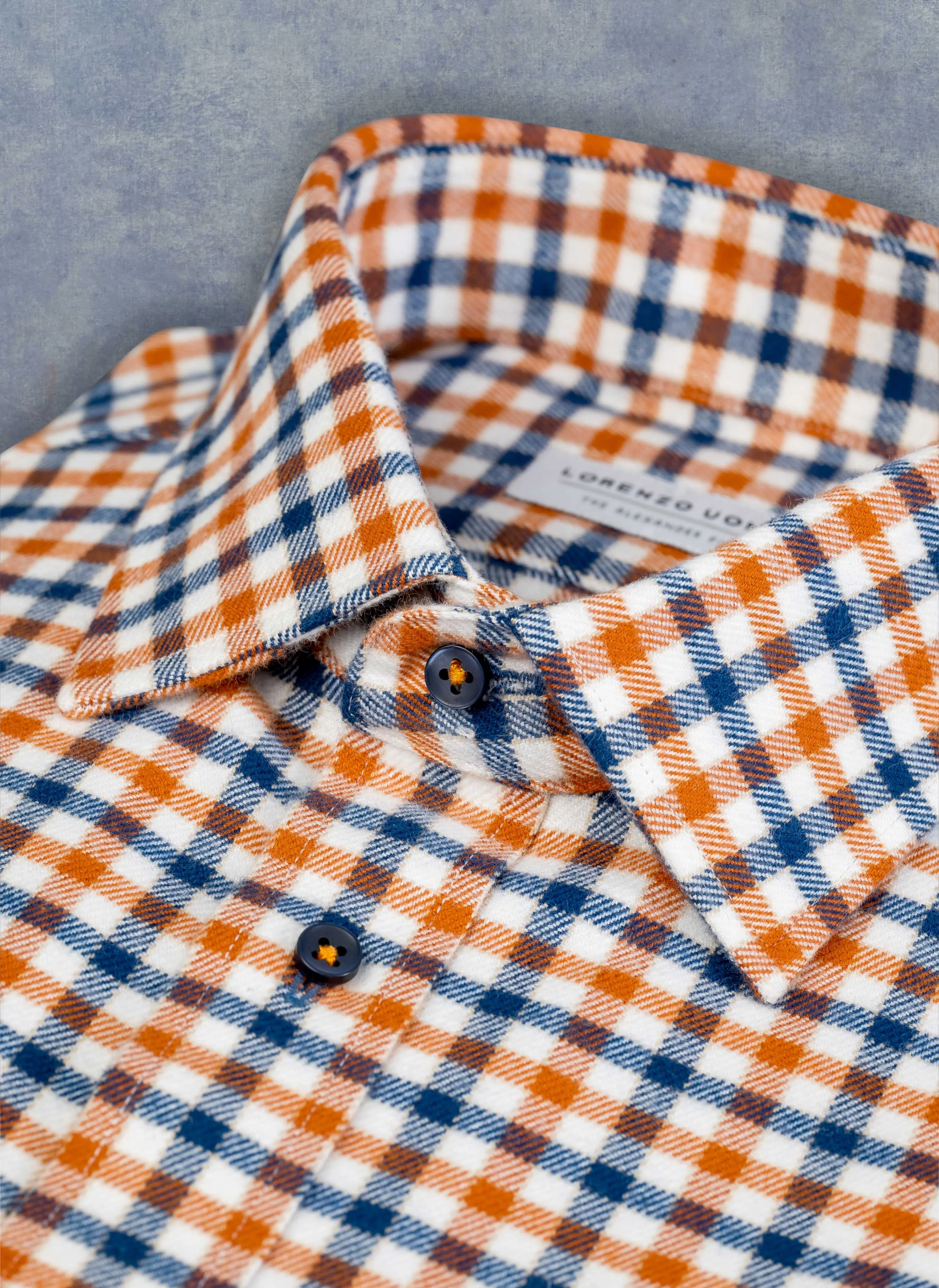 Alexander Sport Shirt in Navy and Orange Check