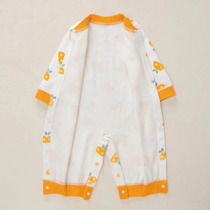 Baby Cartoon Pattern Button Front Design Long Sleeves Cotton Romper by MyKids-USA™