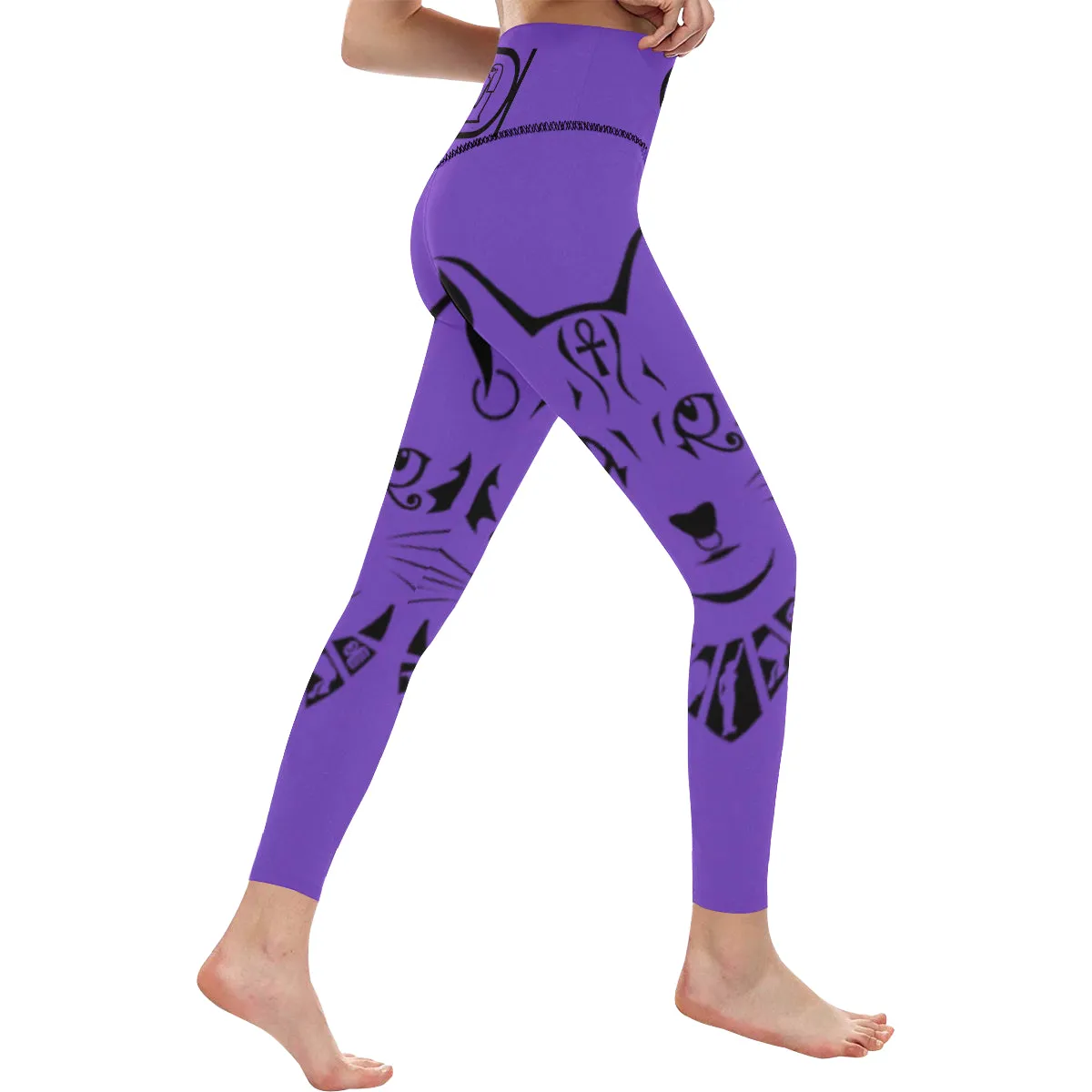 BASTET PURPLE All Over Print High-Waisted Leggings