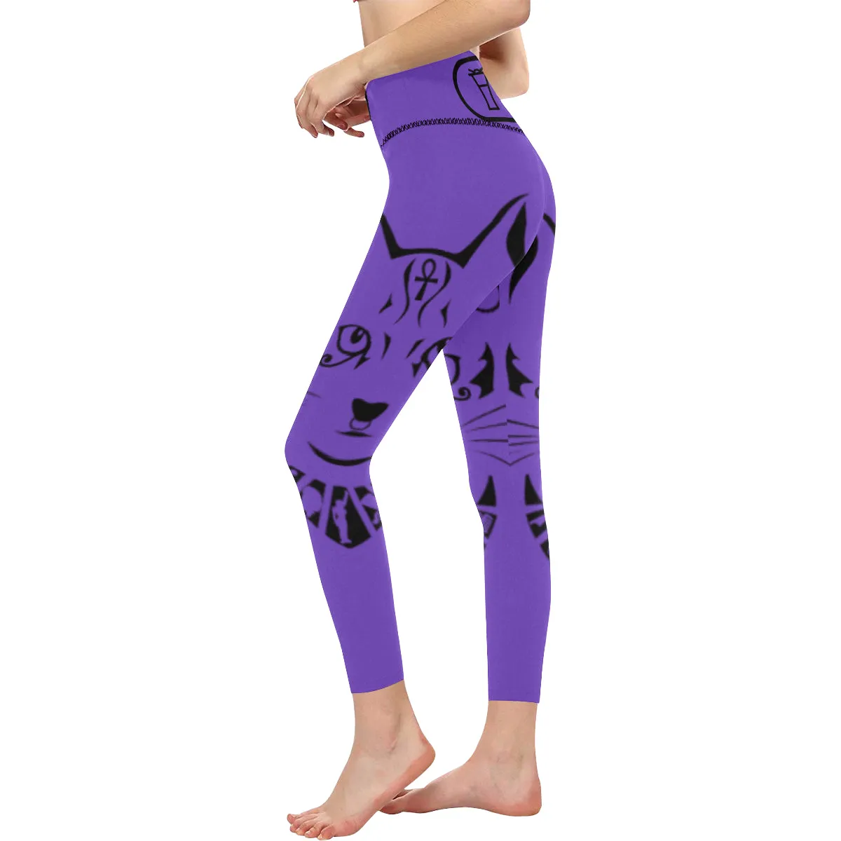 BASTET PURPLE All Over Print High-Waisted Leggings