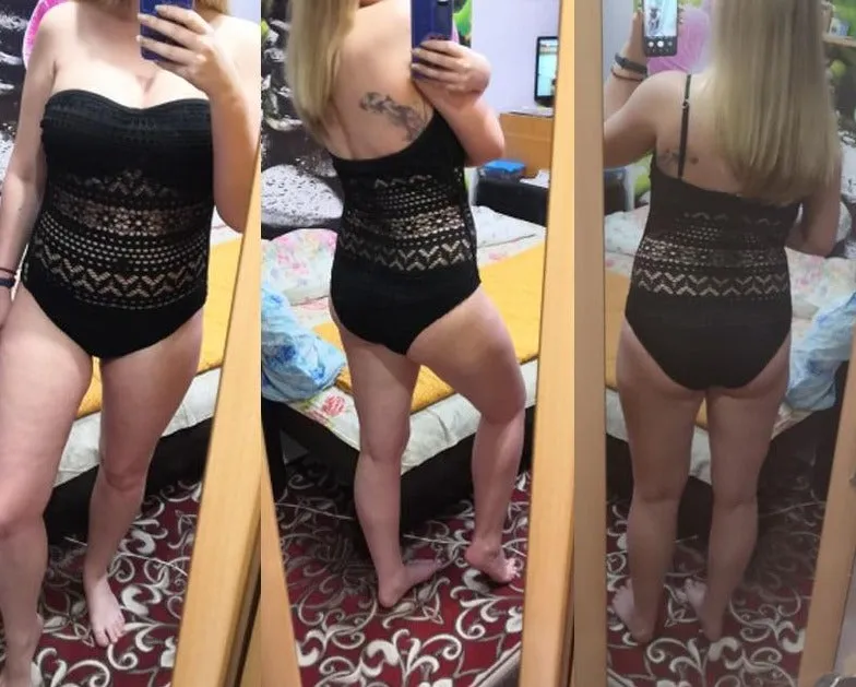 Black One Piece  Hollow Swimsuit