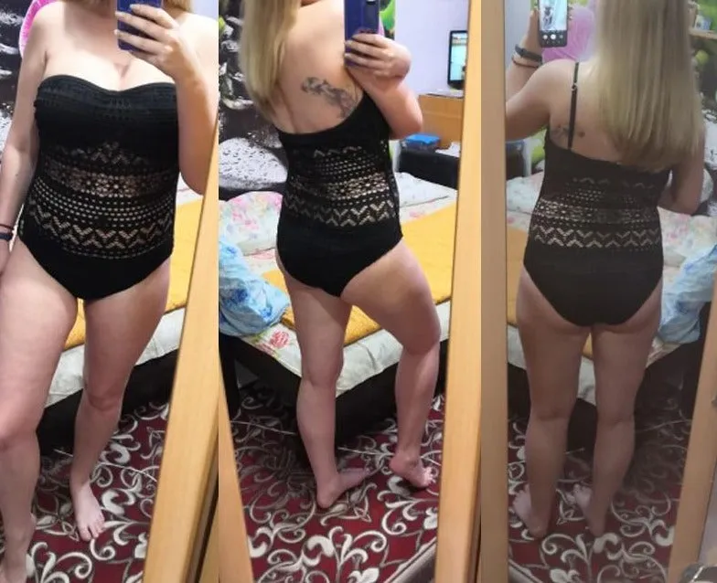 Black One Piece  Hollow Swimsuit