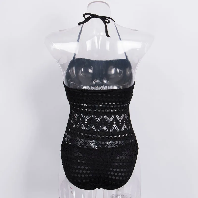 Black One Piece  Hollow Swimsuit