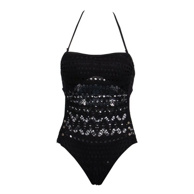 Black One Piece  Hollow Swimsuit