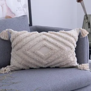 Bohemian Elegance Beige Embroidered Pillow Cover - Stylish Home Accent