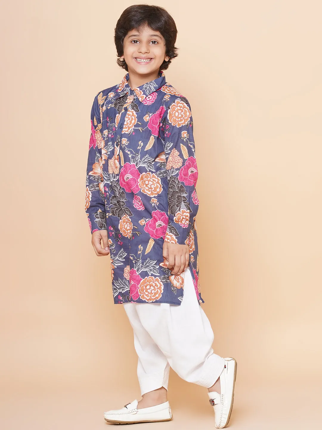 Boys Blue Printed Kurta with Salwar for Kids - Bhama