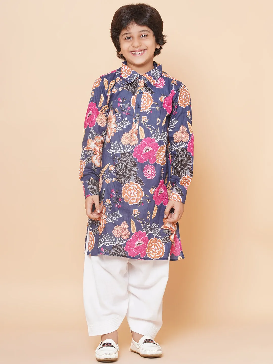 Boys Blue Printed Kurta with Salwar for Kids - Bhama