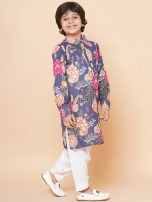 Boys Blue Printed Kurta with Salwar for Kids - Bhama