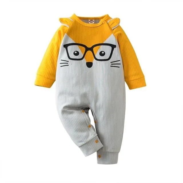 Cartoon Animal Unisex Knitted Baby Full Sleeve Cotton Romper