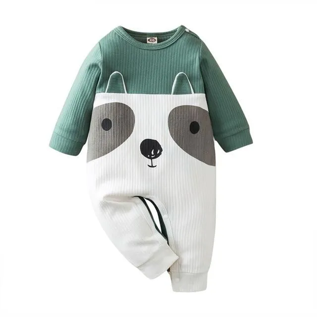 Cartoon Animal Unisex Knitted Baby Full Sleeve Cotton Romper