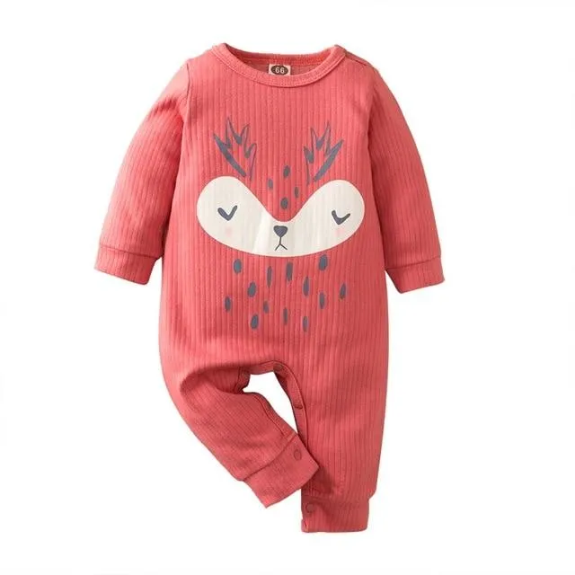 Cartoon Animal Unisex Knitted Baby Full Sleeve Cotton Romper