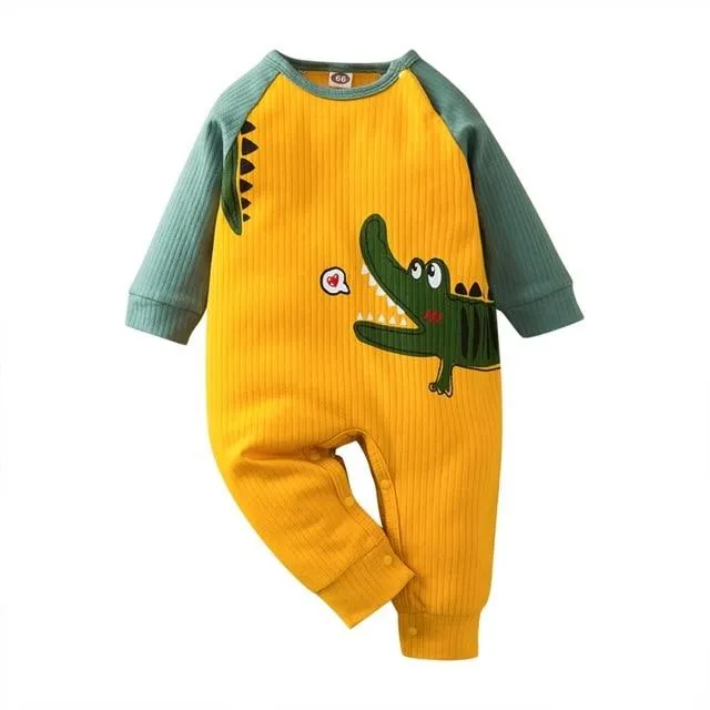 Cartoon Animal Unisex Knitted Baby Full Sleeve Cotton Romper