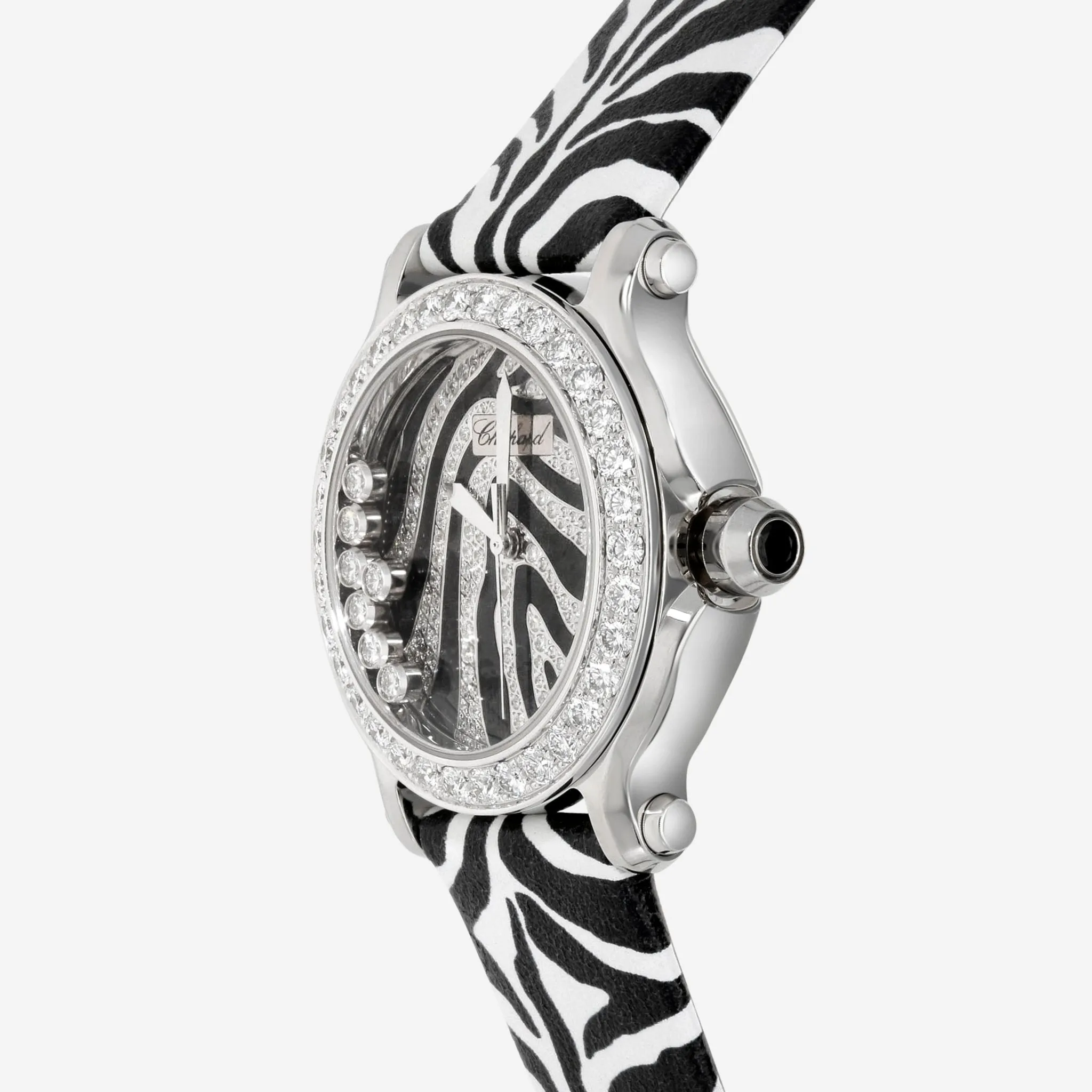 Chopard Happy Sport Diamond Set Zebra Dial Quartz Ladies Watch 278475-2003