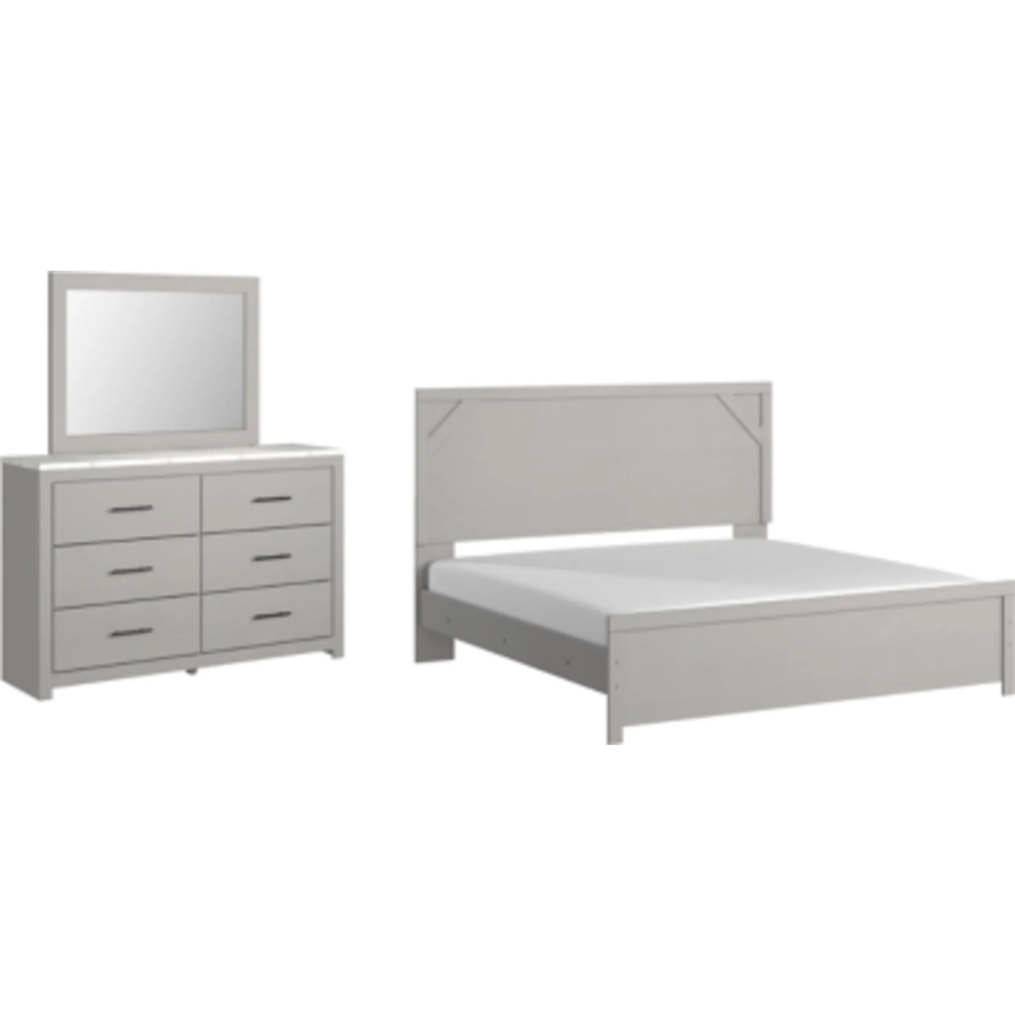 Cottonburg 5 Piece King Panel Bedroom - Light Gray/White