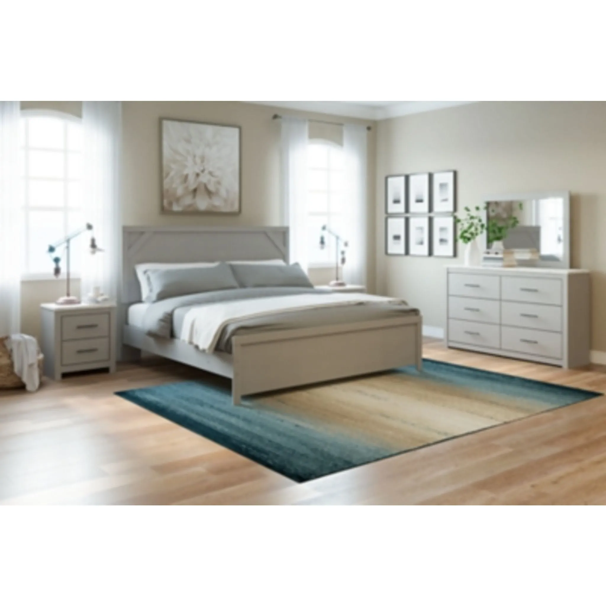 Cottonburg 5 Piece King Panel Bedroom - Light Gray/White
