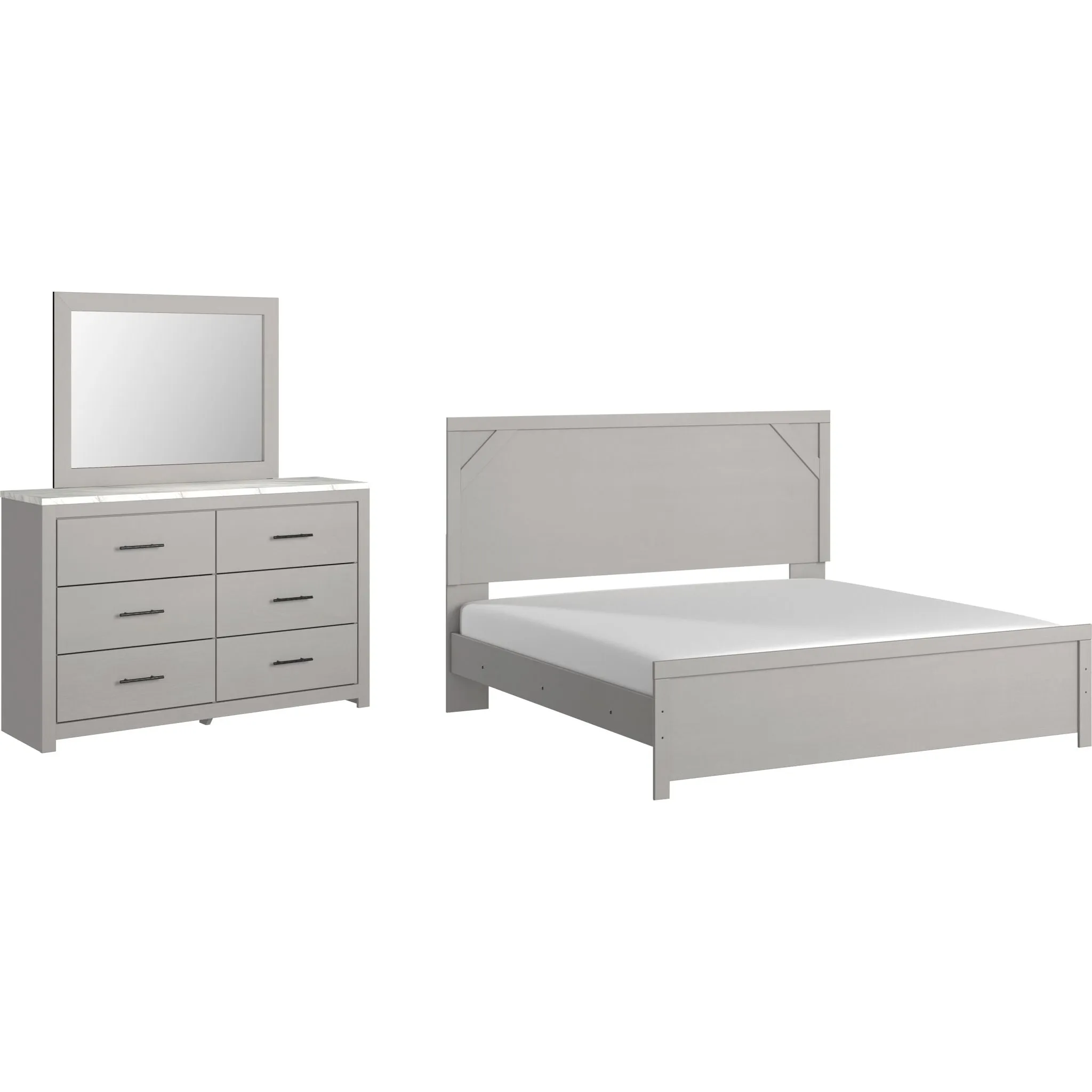 Cottonburg 5 Piece King Panel Bedroom - Light Gray/White