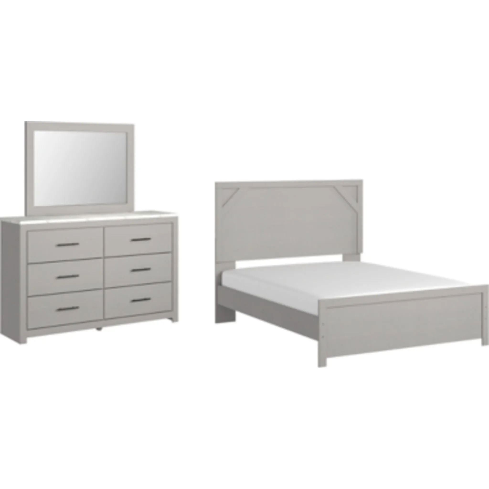 Cottonburg 5 Piece Queen Panel Bedroom - Light Gray/White