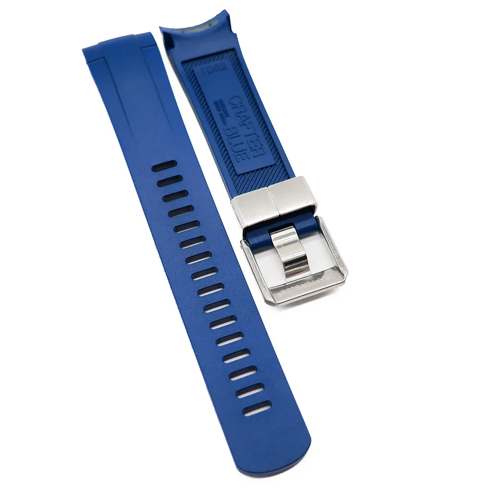 Crafter Blue 22mm Royal Blue Curved End Vulcanized Rubber Watch Strap For Tudor Pelagos