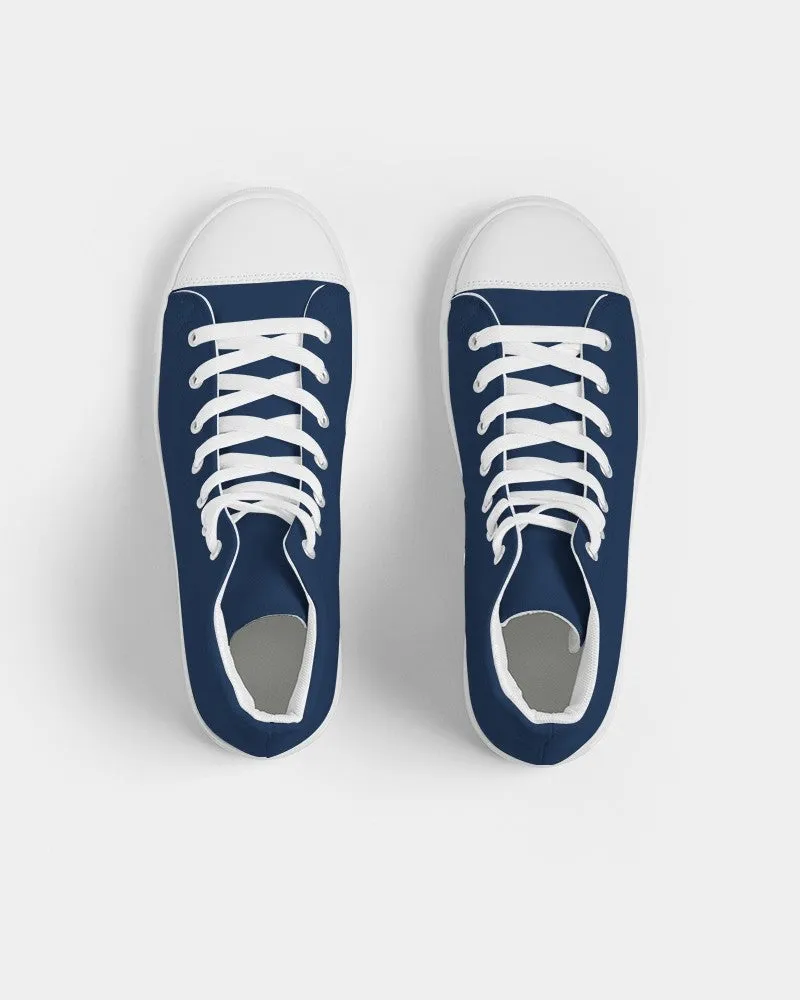 Dark Blue Women's High-top Canvas Sneakers | Women's | Dark Pure Blue | C100M50Y0K80