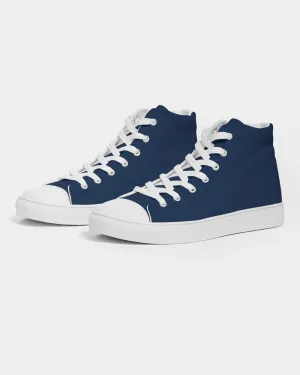 Dark Blue Women's High-top Canvas Sneakers | Women's | Dark Pure Blue | C100M50Y0K80