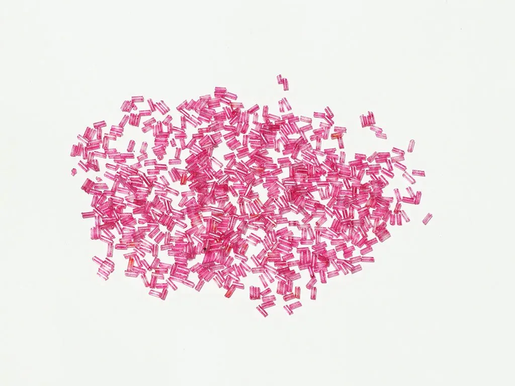 Dark Pink Transparent Pipe / Bugle Glass Seed Beads- 4.5 mm (Wholesale)
