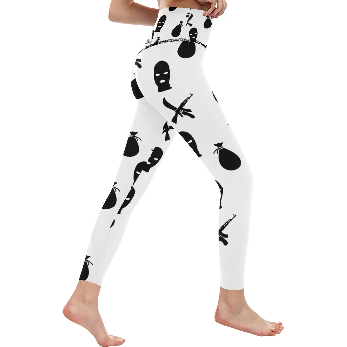 DRILLIN WHT All Over Print High-Waisted Leggings