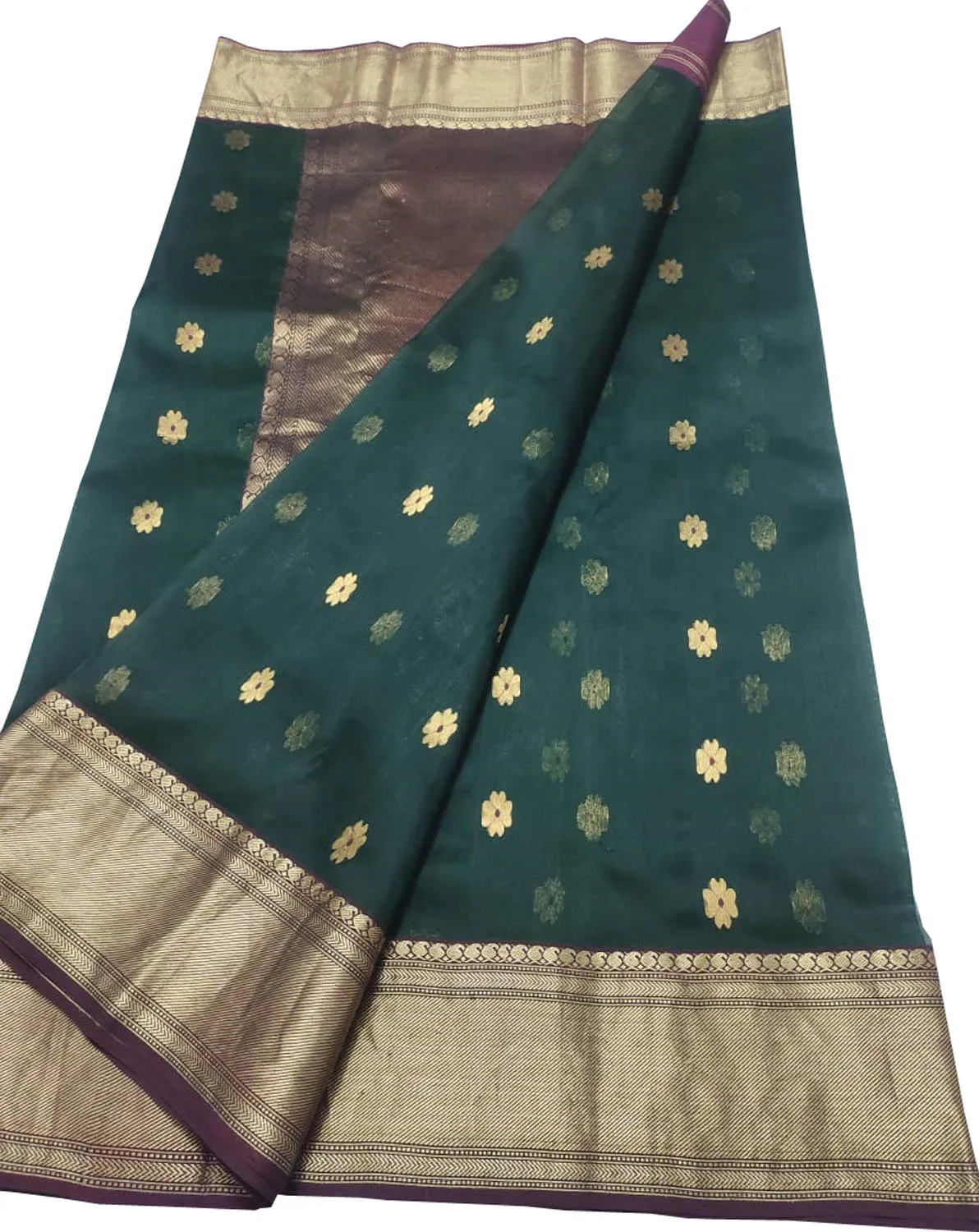Ethically made Green Chanderi Handloom Silk Saree