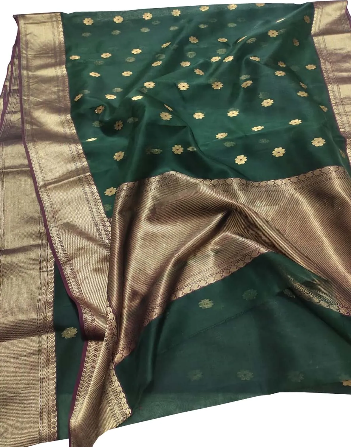 Ethically made Green Chanderi Handloom Silk Saree