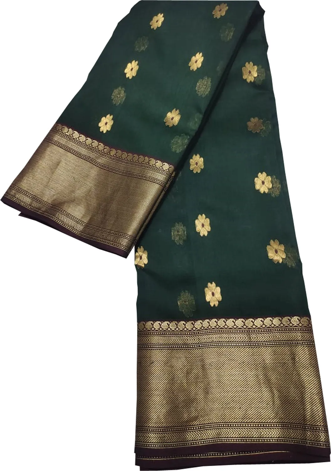 Ethically made Green Chanderi Handloom Silk Saree