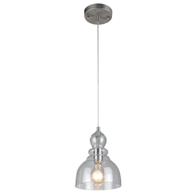 Fiona One-Light Indoor Mini Pendant, Brushed Nickel Finish