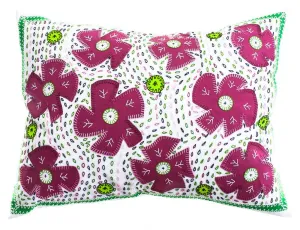 Flores Design Embroidered Pillow on white