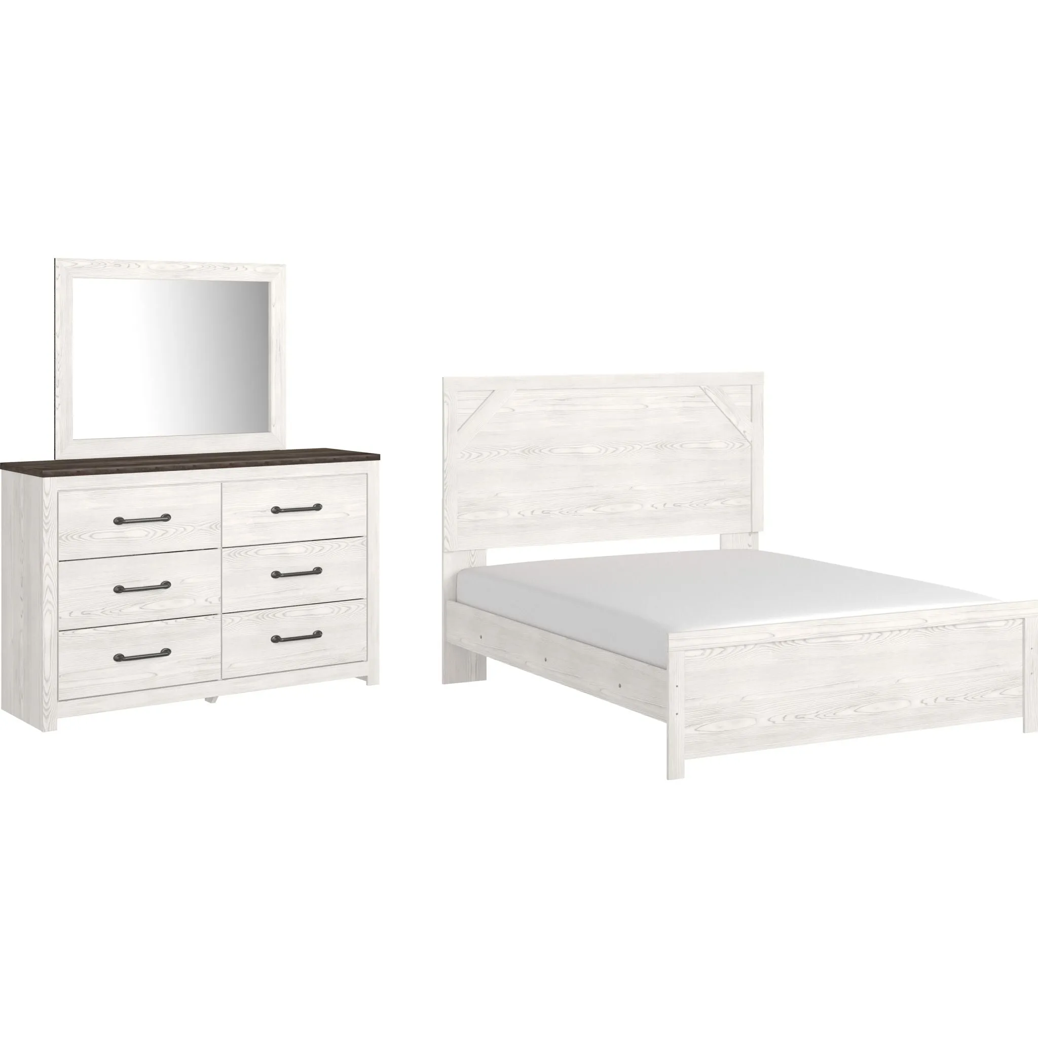 Gerridan 5 Piece Queen Panel Bedroom - White/Gray