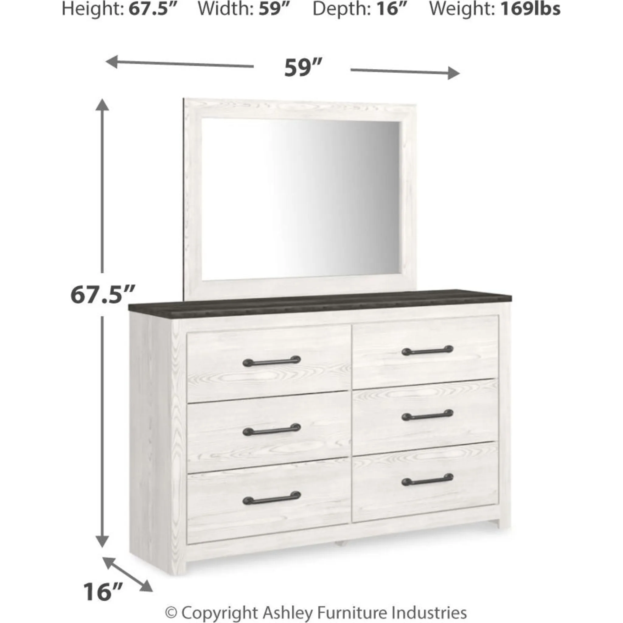Gerridan 5 Piece Queen Panel Bedroom - White/Gray