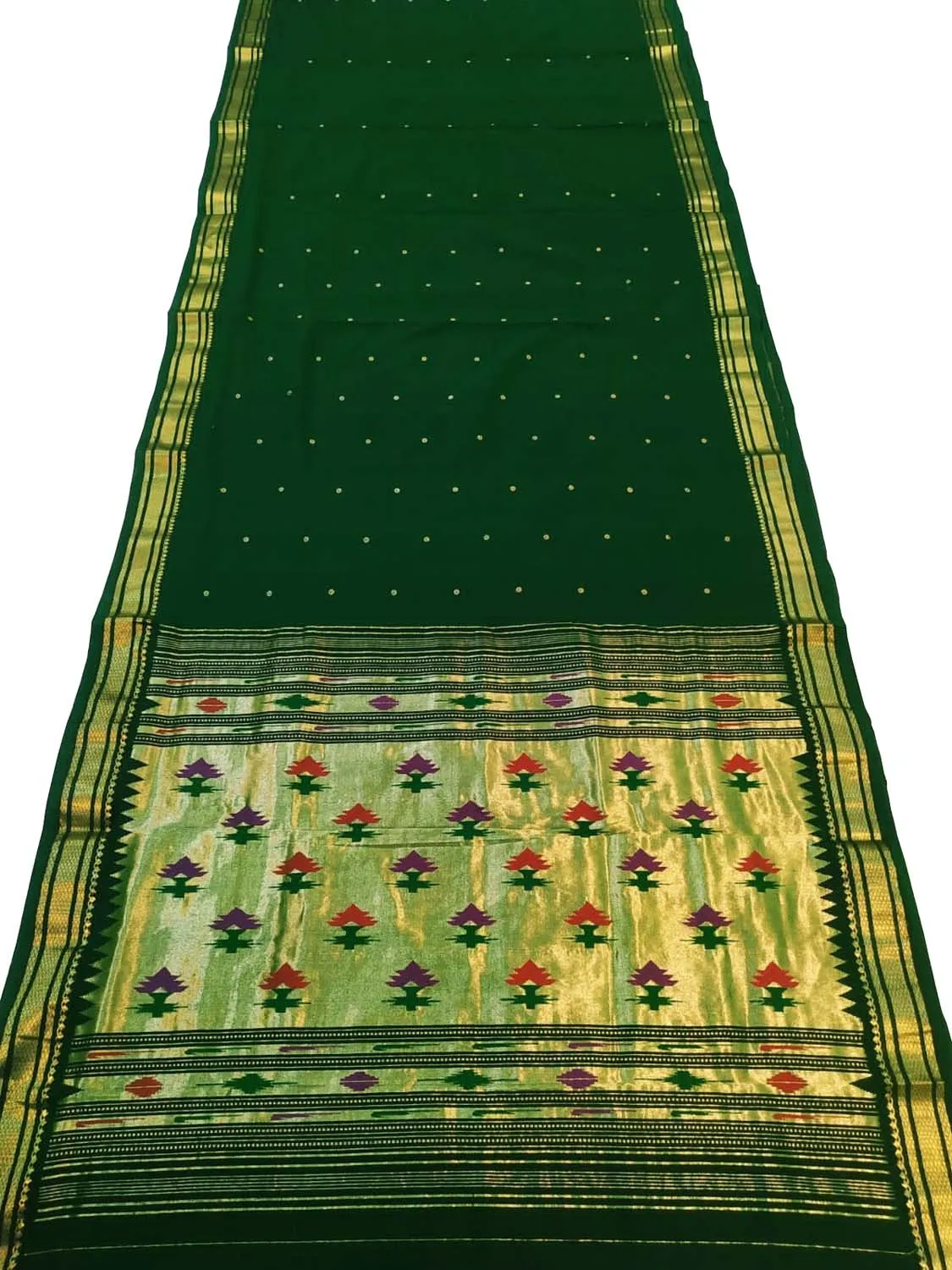 Green Paithani Handloom Cotton Saree - Elegant and Ethereal