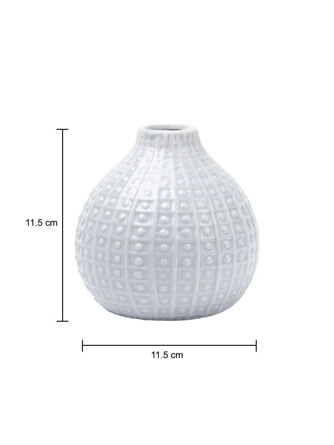 Grey Ceramic Vase - Textured Pattern, Flower Holder