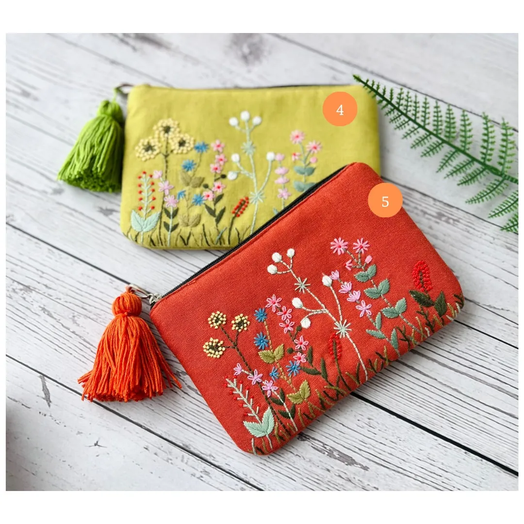 Hand Embroidered Flower Pouch
