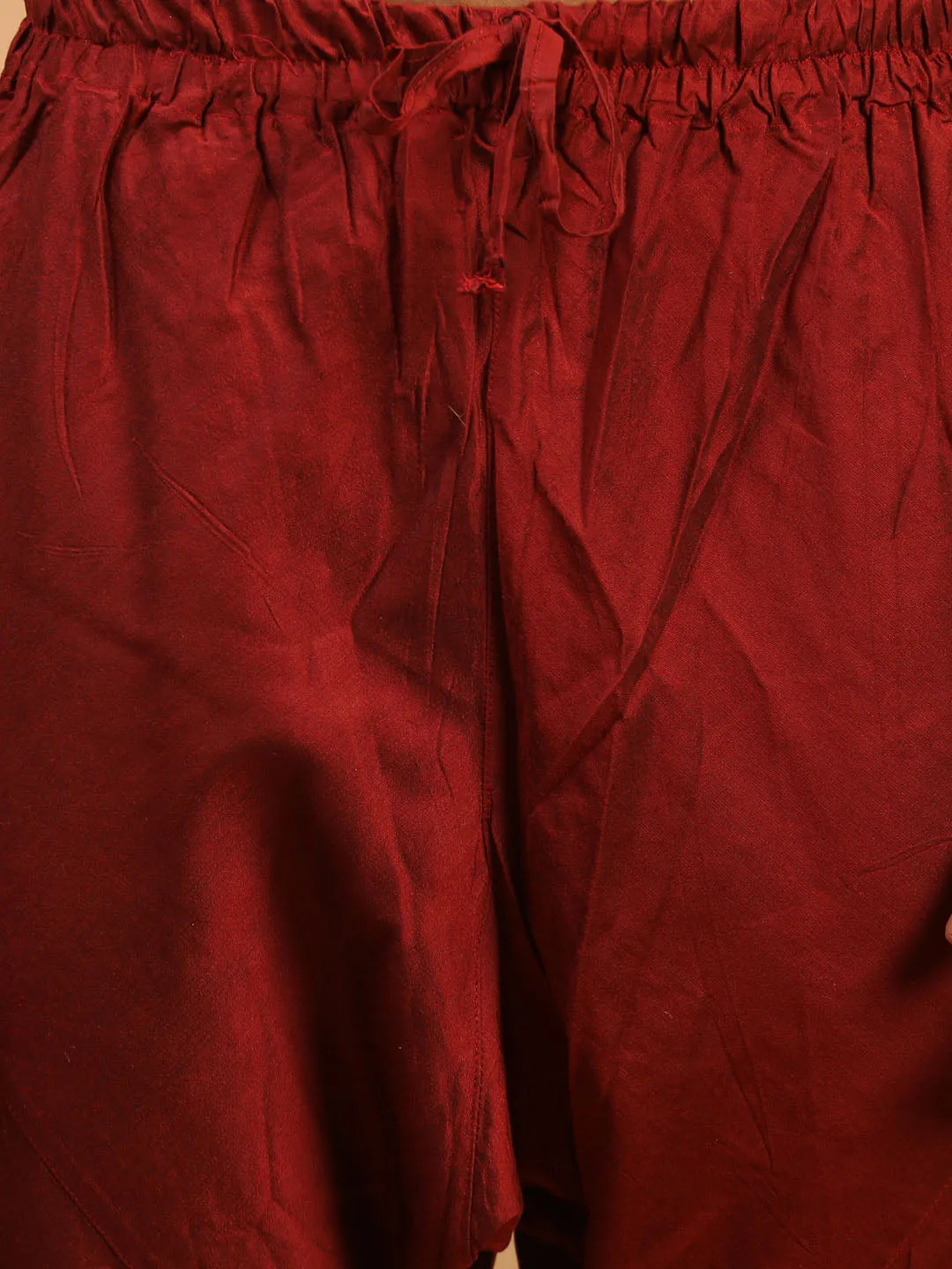 Jashvi Men's Maroon Mirror Kurta  Pyjama Set