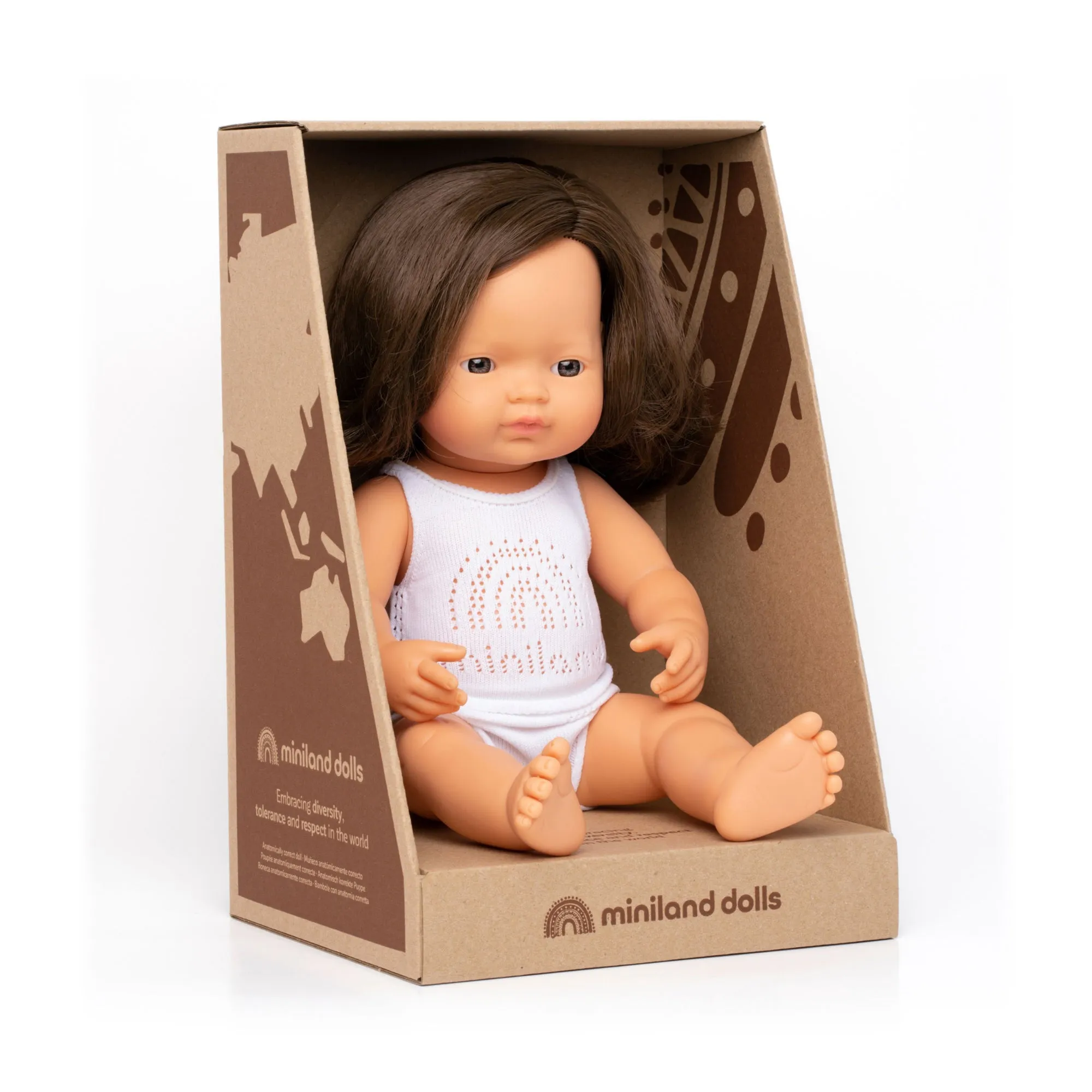 Miniland Toddler Doll BOY 38cm - Caucasian Brown Hair