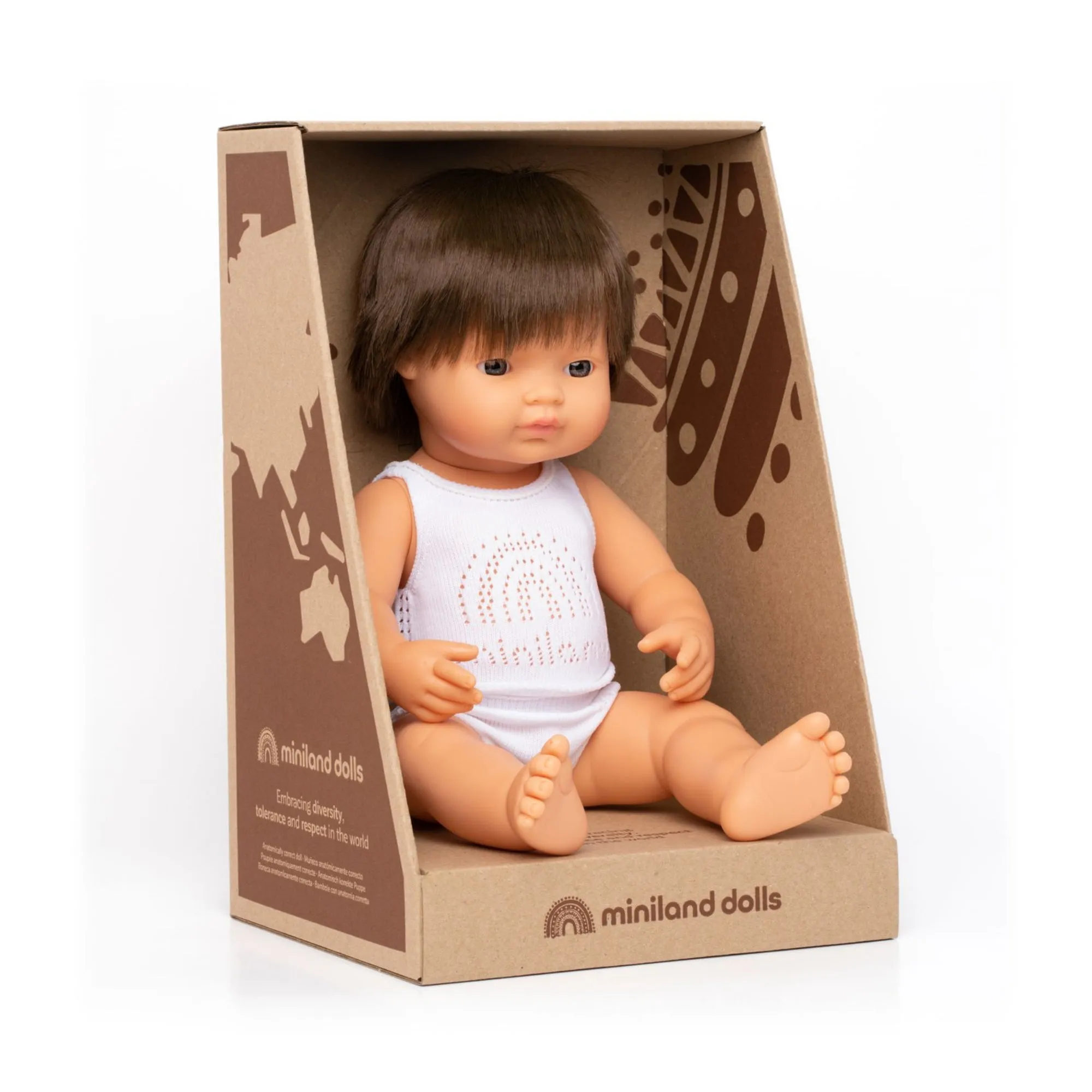 Miniland Toddler Doll BOY 38cm - Caucasian Brown Hair