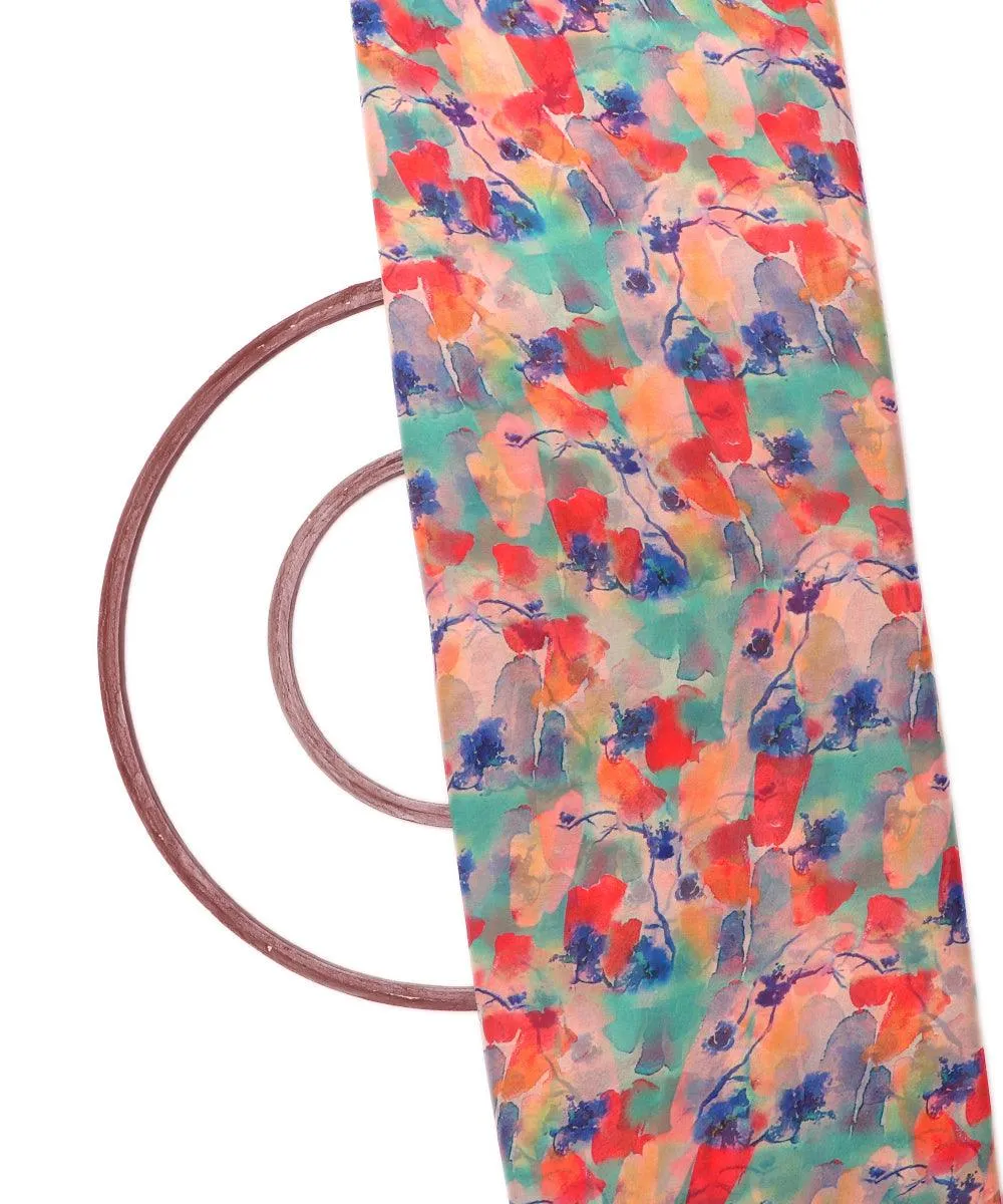 Multi Colour Abstract Print Georgette Fabric