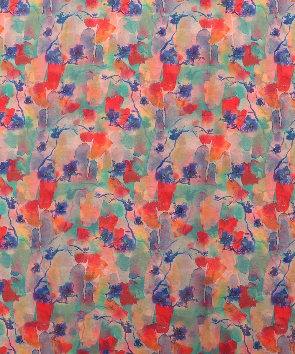 Multi Colour Abstract Print Georgette Fabric