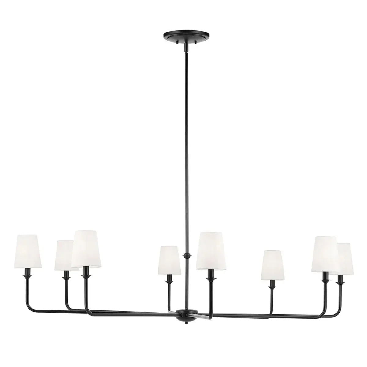 Pallas 52" 8-Light Chandelier with Fabric Tapered Shade, Black Finish
