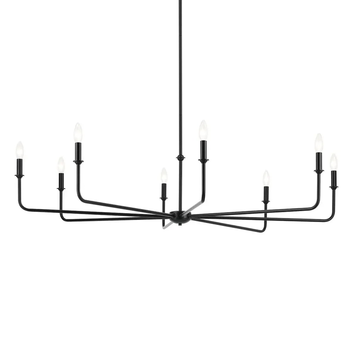 Pallas 52" 8-Light Chandelier with Fabric Tapered Shade, Black Finish