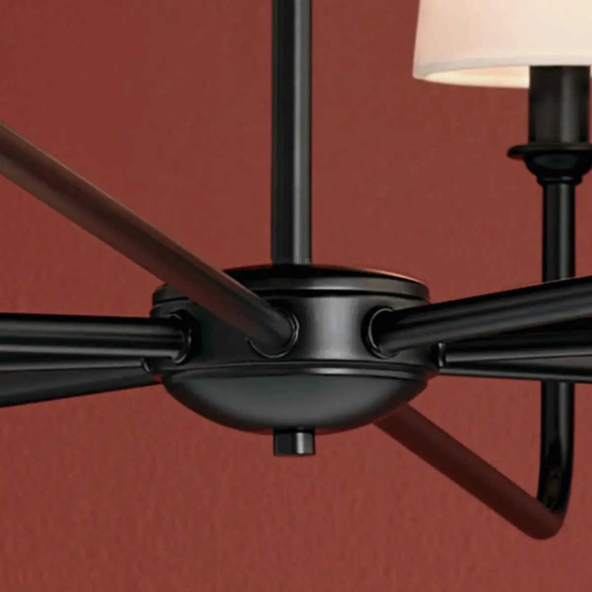 Pallas 52" 8-Light Chandelier with Fabric Tapered Shade, Black Finish