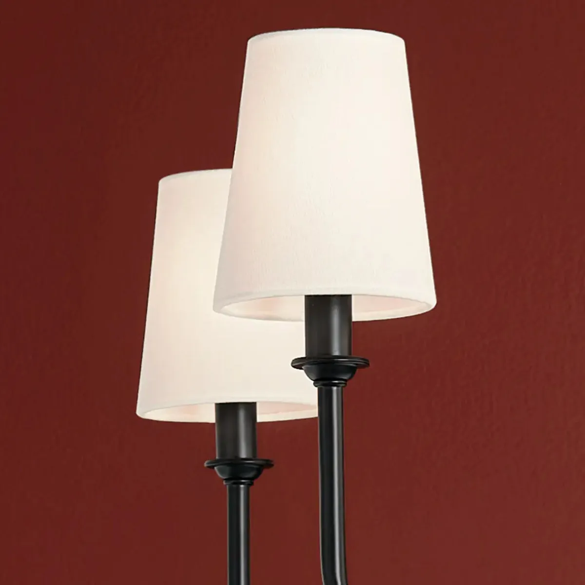 Pallas 52" 8-Light Chandelier with Fabric Tapered Shade, Black Finish