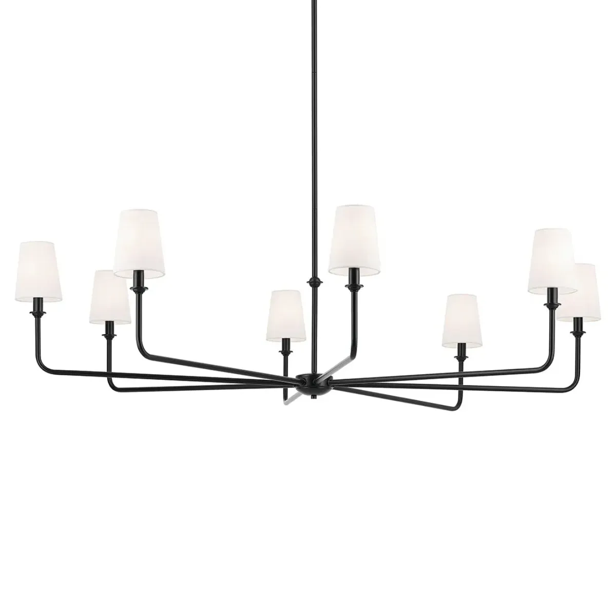 Pallas 52" 8-Light Chandelier with Fabric Tapered Shade, Black Finish