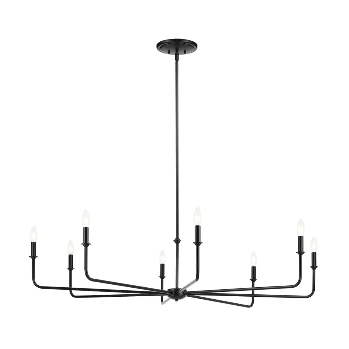 Pallas 52" 8-Light Chandelier with Fabric Tapered Shade, Black Finish