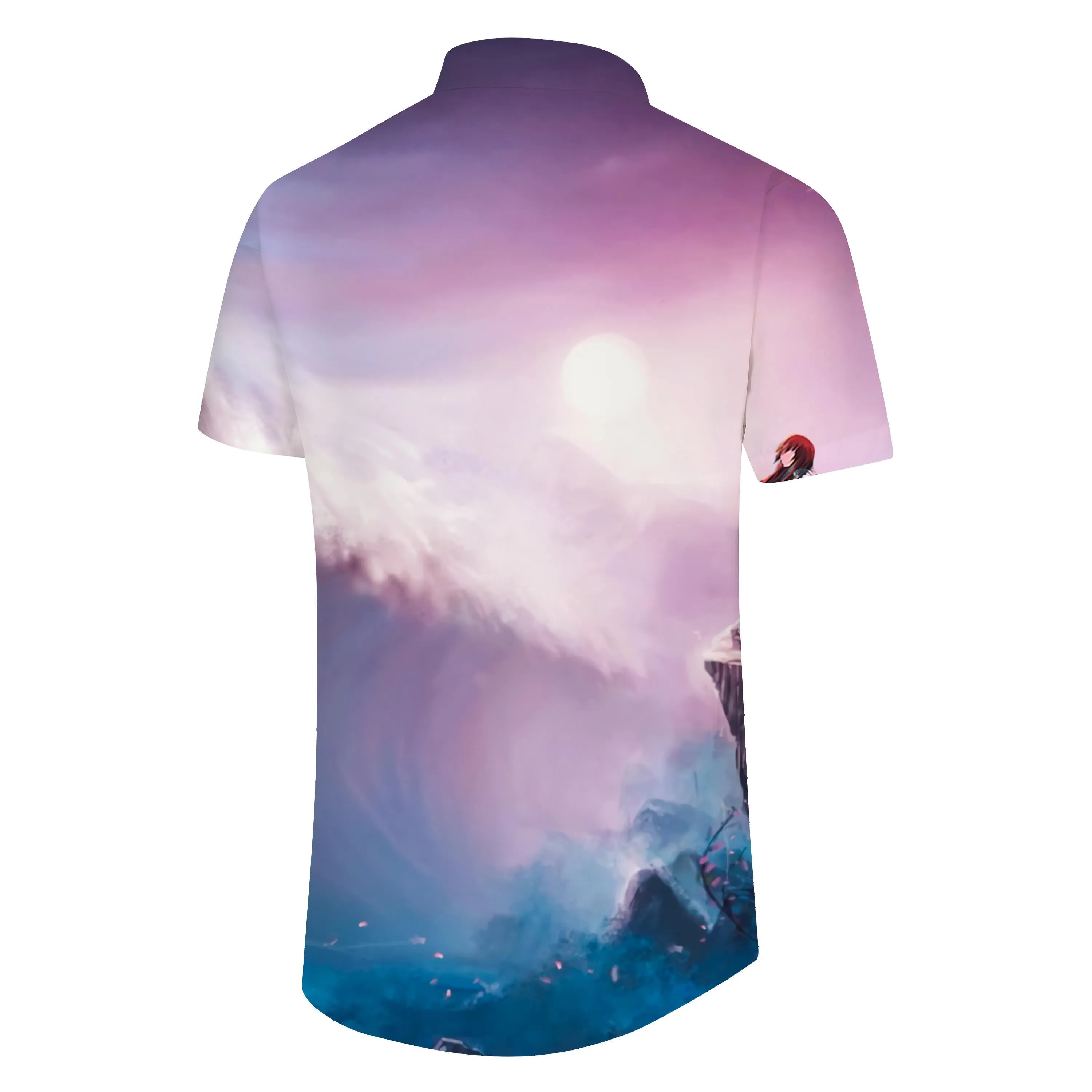 Pink Moon Mens Hawaiian Shirt Short Sleeve Button Down Casual Shirt Perfect for Summer Beaches