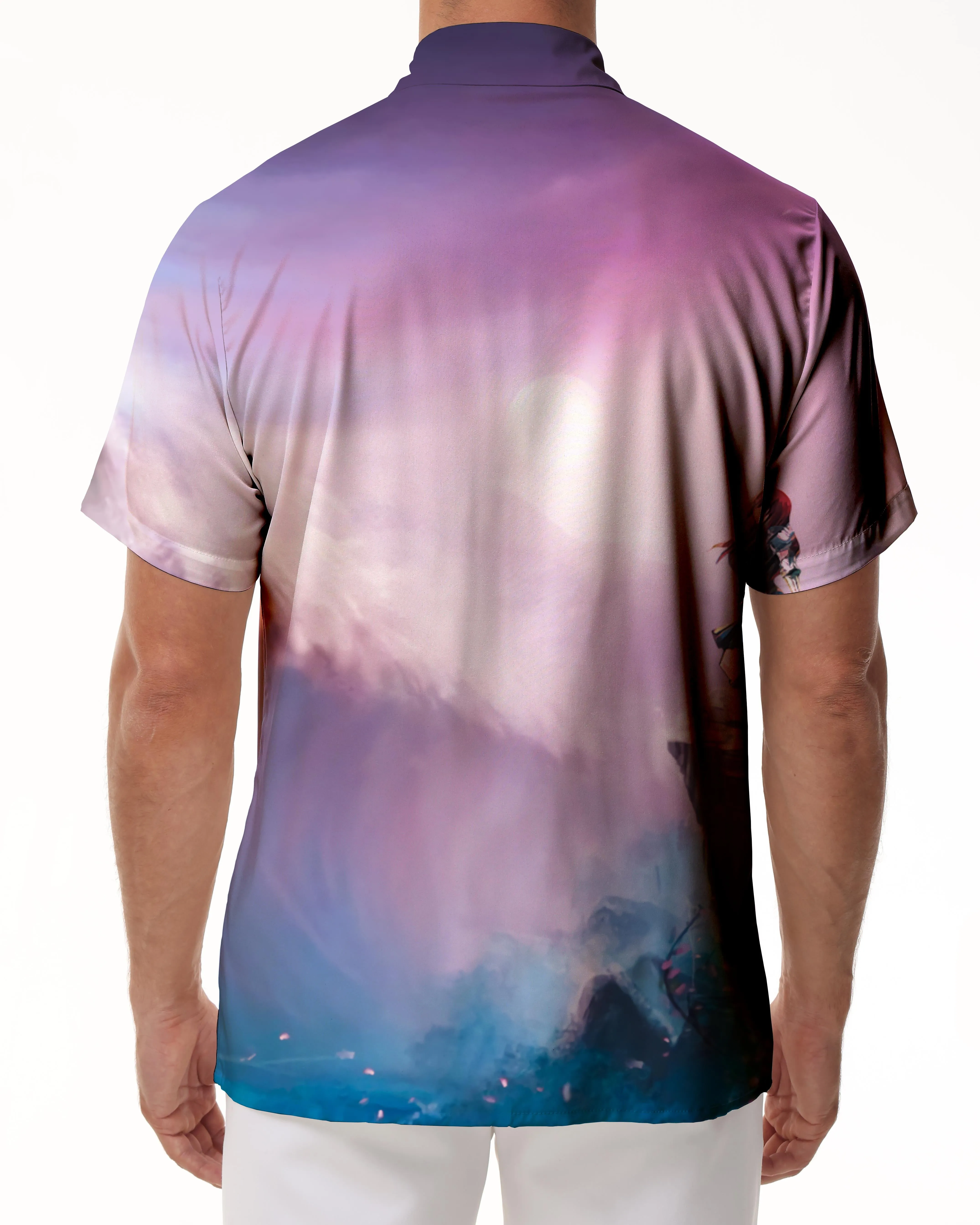 Pink Moon Mens Hawaiian Shirt Short Sleeve Button Down Casual Shirt Perfect for Summer Beaches